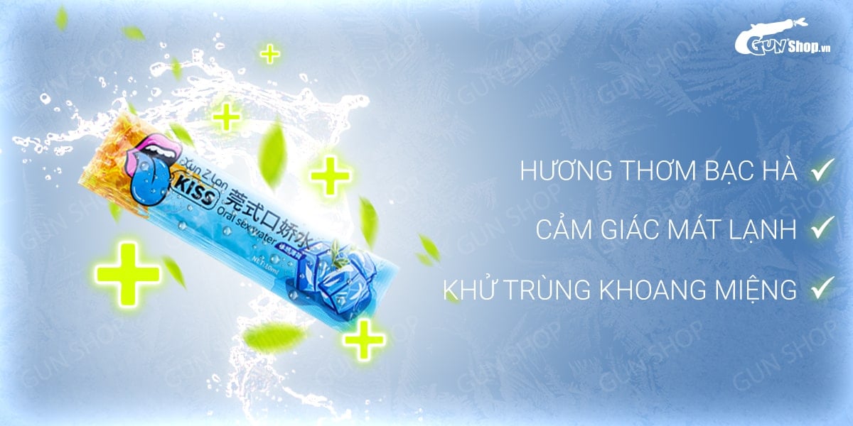 Địa chỉ bán Nước tình yêu BJ mát lạnh hương bạc hà - Xun Z Lan Kiss Cool - Gói 10ml giá tốt Địa chỉ bán Nước tình yêu BJ mát lạnh hương bạc hà - Xun Z Lan Kiss Cool - Gói 10ml giá tốt